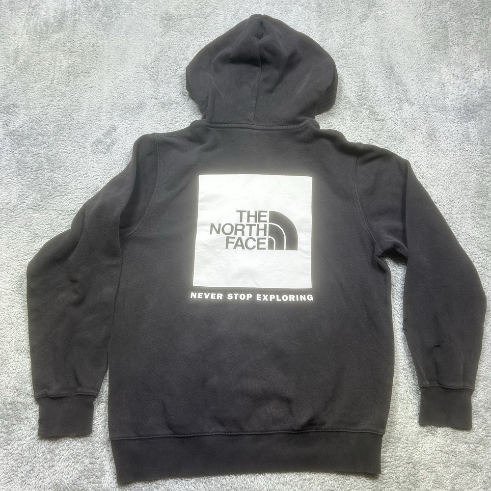 The‎ North Face Hoodie Men's M Black Pullover Box NSE Grunge Distressed *HOLES